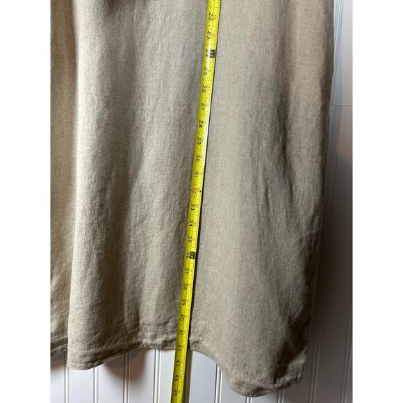 Betsy Lauren VTG Linen Rayon Tan button up Knee Length Dress Women Size 18 - Picture 5 of 10